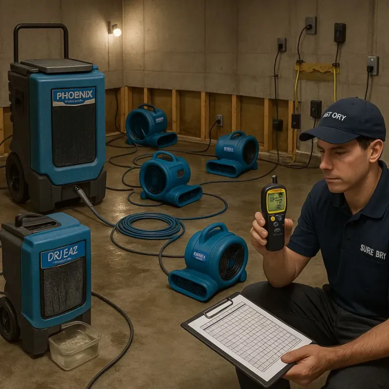 Structural Drying and Dehumidification process in Monona, WI